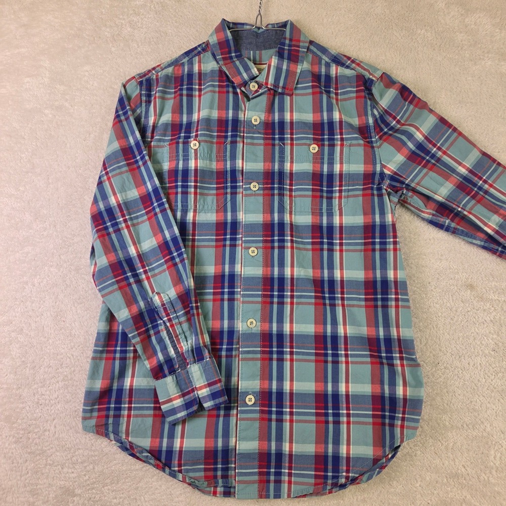 Tucker + Tate Boys Plaid Button Down Shirt Blue Red Size M 8/10 Long Sleeve